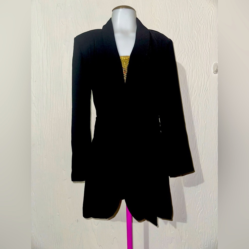 NWT Classic Zara Belted Blazer Black Dress XS